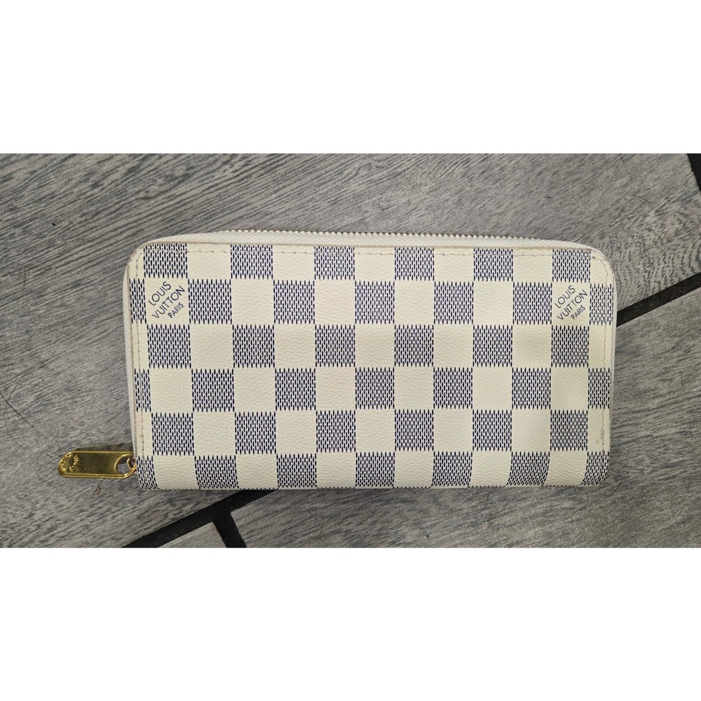 Louis Vuitton Damier Azur Zippy Wallet White Blue Check N60017